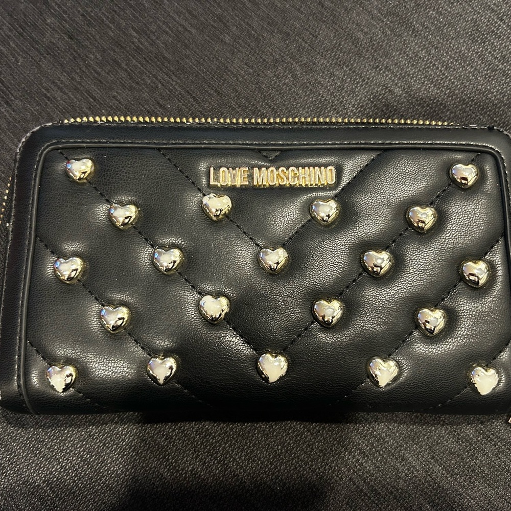 Love Moschino Black Heart-Studded Wallet